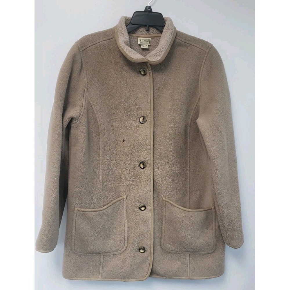 LL BEAN Womens Faux Suede Sherpa Lined Shearling Jacket Brown